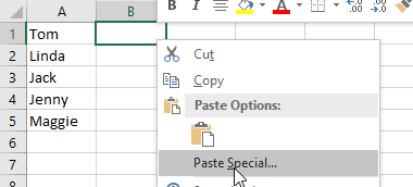 Excel Transposing Text