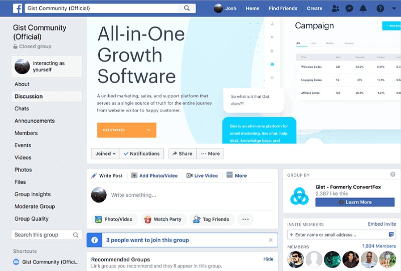 Gist how to grow a facebook group