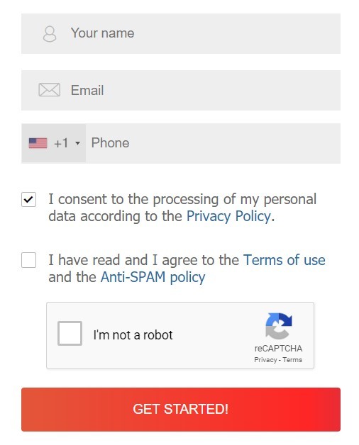 eSputnik registration form