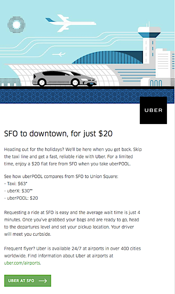 Uber personalized email offer